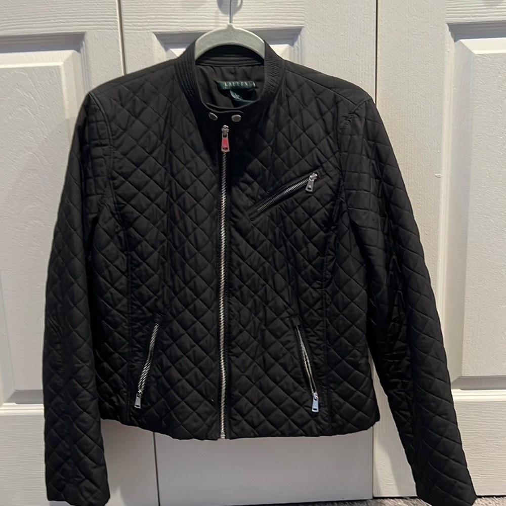 Lightweight quilted cropped moto jacket